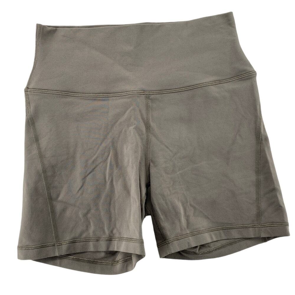 Aritzia Golden Olive Green High Rise Biker Shorts Size 8 Buttery Soft Activewear